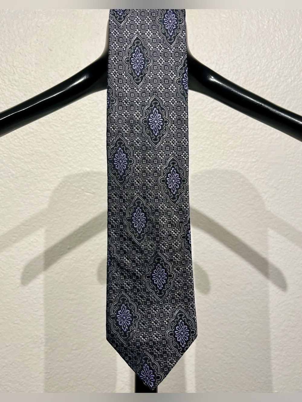 Robert Graham Black and Purple Floral Silk Tie